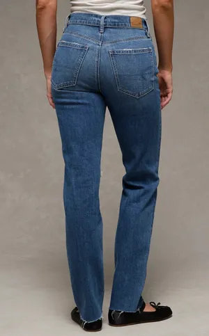 American Eagle Stretch Ripped Super High-Waisted Straight Jeans thumbnail 2