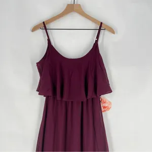 Show Me Your Mumu Flowy Ruffle Maxi Dress‎ in Merlot Chiffon NWT Size XS thumbnail 5