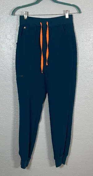 Figs Women S Teal Blue High Waisted Zamora Jogger Scrub Pants Pocket Stretch thumbnail 1