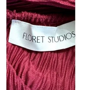 Floret Studios Women's Red Pleated Long Sleeve Mini Dress M NWOT thumbnail 8