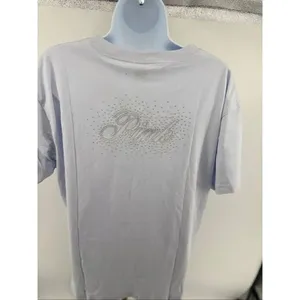 Victoria’s Secret PINK Campus T Shirt M Blue Short Sleeve Glitter Logo Top thumbnail 14
