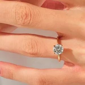 Sparkling 2 Ct Solitaire Ring | 14k Yellow‎ Gold Plated 925 Silver thumbnail 6