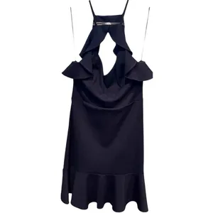 NWT Amanda‎ Uprichard Cia Mini Dress Fluttery Ruffle Navy Blue Size Large NWT thumbnail 4