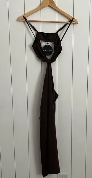White Fox Level Headed Midi Dress in Chocolate thumbnail 5
