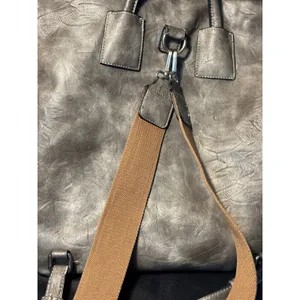 Gray Distressed Vegan Leather Convertible Backpack Shoulder‎ Bag Silver Padlock thumbnail 8