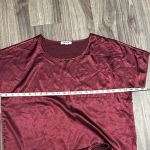 BB Dakota ,wine Red Satin Pajama Set – Silky 2-Piece Sleepwear. thumbnail 3