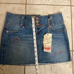 Bongo NWT  Distressed Rhinestone Denim Micro Mini Skirt thumbnail 9
