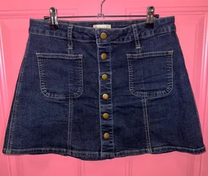 Altar'd State Womens Dark Wash Button Front‎ Denim A-Line Mini Skirt Size Small thumbnail 1