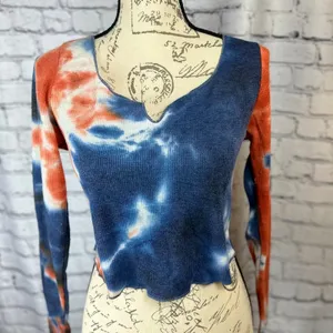 All in Favor Tie Dye Waffle Knit Crop Top Multi Color XL thumbnail 5