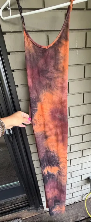 SHEIN Tie-Dye Maxi Dress in Orange and Purple thumbnail 1
