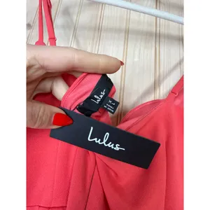 NWT Lulus Impressive Glamour Coral Pink Sleeveless Column Maxi Dress Cocktail XL thumbnail 7