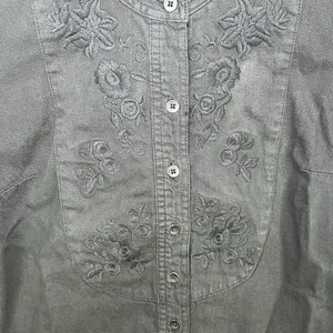Lucky Brand Popover Dress Black Embroidered Denim Pullover Long Sleeve Y2K XS thumbnail 5
