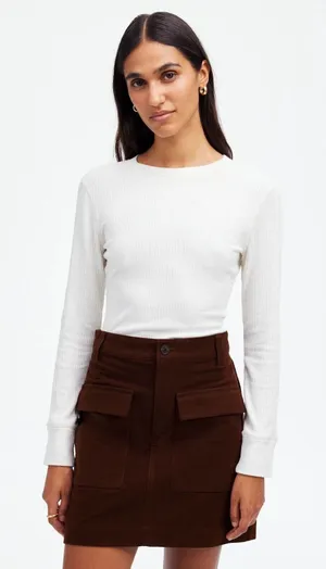 Madewell Utility Mini Skirt‎ in Moleskin Dark Chicory Brown Size 2 thumbnail 1