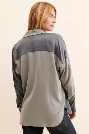 Free People NWOT  Silky Samantha Patchwork Button Down thumbnail 10