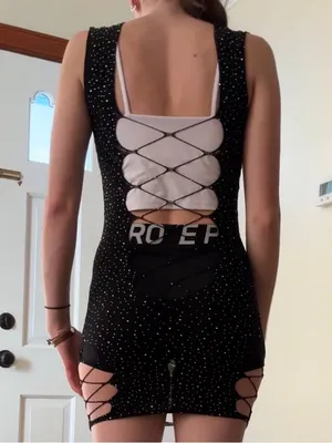 Amazon Black Studded Cutout Bodycon Dress thumbnail 3