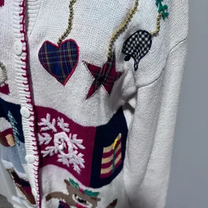 Crystal Kobe Ugly Christmas Sweater Cardigan Presents Sleigh Snowflake Noel thumbnail 7