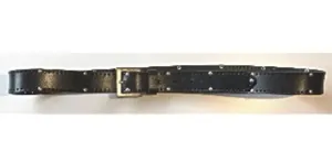 Leather Belt with Silver Rivets & Buckle Plus sz Black thumbnail 2
