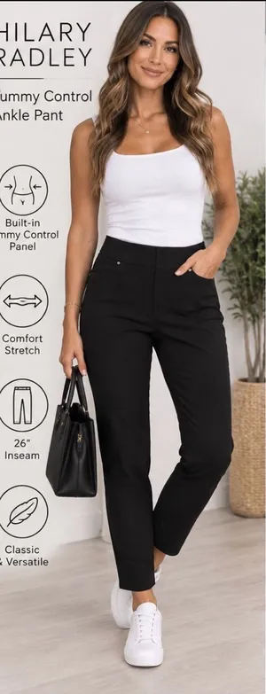 Hilary Radley Black Ankle-Length Tummy Control Pants thumbnail 1
