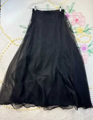 Vintage After Dark Black Sheer Overlay Maxi Skirt Size 9-10 Formal Evening Goth‎ thumbnail 1