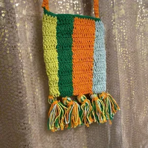 Urban Outfitters Tori Crocheted Mini Crossbody Bag Green Orange Yellow Blue thumbnail 2