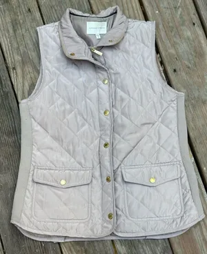 Adrienne Vittadini Quilted Vest Size M Taupe thumbnail 3