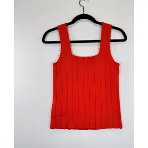 Reiss Womens Top Red Dory Stitch Interest Square Neck Vest Tank Stretch Small thumbnail 8