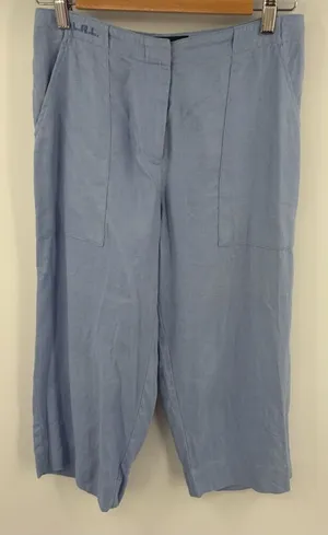 Ralph Lauren vintage linen wide leg cropped patch pocket blue pant women’s 4 thumbnail 1