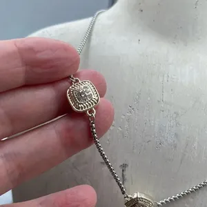 NWT MX Signature Gold Plated choker with square decor CZ pendants thumbnail 4