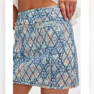 Free people Mini Quilted Blue Floral Skirt(Size 10) thumbnail 4
