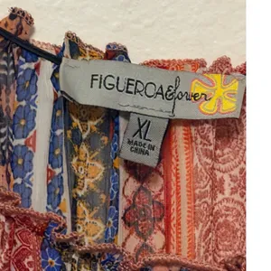 Figueroa & Flower Midi Dress Sz XL Smocked Tiered Floral Striped Boho Peasant thumbnail 4