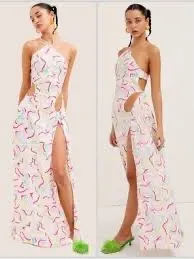 For Love & Lemons Palmer Maxi Dress featuring a high side slit thumbnail 2