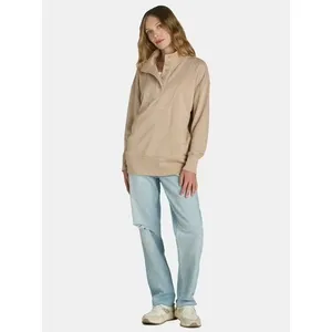 Time and Tru Womens Pullover Sweatshirt Size S Champagne Mock Neck Button Top thumbnail 2