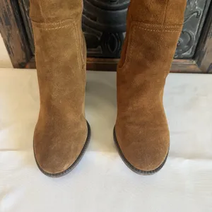 Franco Sarto Elnora Tall Suede Over The Knee Boots Brown Boho Fringe Tassel Sz 9 thumbnail 3