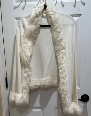 Cream Faux Fur Trim Women's Wrap thumbnail 1