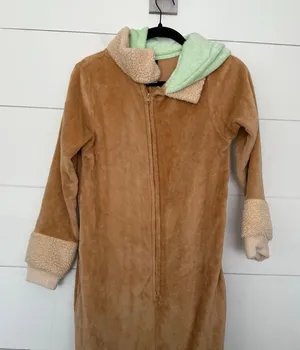 Star Wars Adult Small Grogu One Piece Pajama Zip Up Hooded thumbnail 1