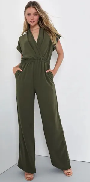 Lulus undeniable success green long jumpsuit small thumbnail 1