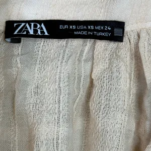 Zara Long Sleeve Oversized Flowing Loose Semi Sheer V Neck Blouse XS Soft Peach thumbnail 8