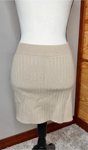 Free People Eliza Sweater Set Mini Skirt Smooth Stone Tan Beige Medium M Ribbed thumbnail 1