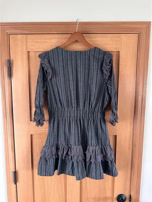 The Shirt by Rochelle Behrens The Nicky Ruffle Dress Black Eyelet Women’s Large thumbnail 7