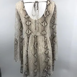 Adrienne snake print bell sleeve scoop back dress thumbnail 5