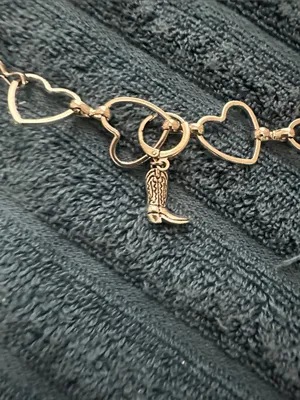 Art Class Silver Heart Link ladies belt with Turquoise Charms Sz M NWT thumbnail 4