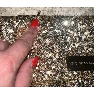 Victoria's Secret Angel Gold Sequin Foldover Clutch‎ Cosmetic Bag NWT Gold Glam thumbnail 11