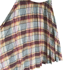 Source Unknown Vintage 60s 70s Wool Plaid Midi Skirt Pleated Preppy Fall Earth Tones Size 32 thumbnail 8