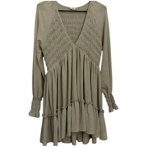 Altar’d State Dana Smocked Sage Green Long Sleeve Dress Size L thumbnail 2