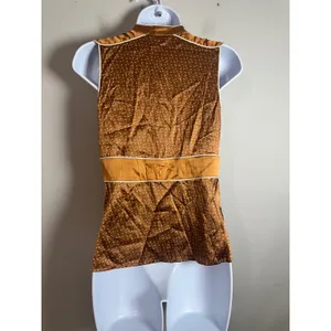 Original Penguin by Munsingwear Bronze Silk Polka Dot Sleeveless V-Neck Top 2 thumbnail 3