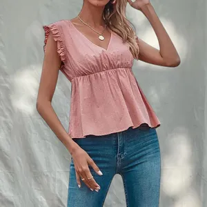 Shein | Dusty Pink Ruffle-Sleeve Babydoll Top thumbnail 2