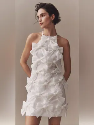 BHLDN Sleeveless Allover Bow High-Neck Mini Dress | Anthropologie thumbnail 3