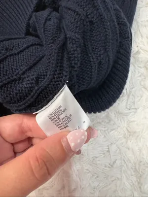 Brandy Melville navy Cable-Knit Crewneck Sweater thumbnail 2