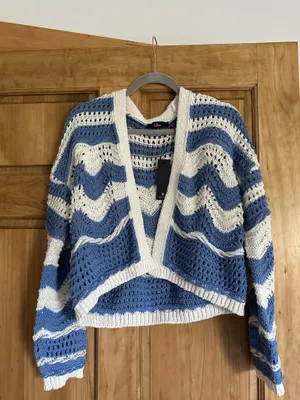 Lulus Blue Striped Open Cardigan  thumbnail 3