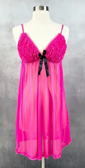 Babydoll Chemise Slip Dress Womens S/M Ruffled Coquette Lingerie Boudoir‎ Dainty thumbnail 1